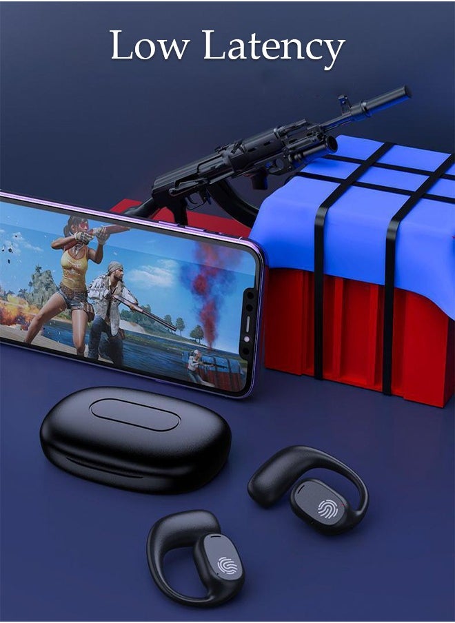 Wireless Headphones Bluetooth Ear Clip Noise-cancelling Earphones with Wireless Charging Case Digital Display and Touch Control Waterproof for Running Sport Gym