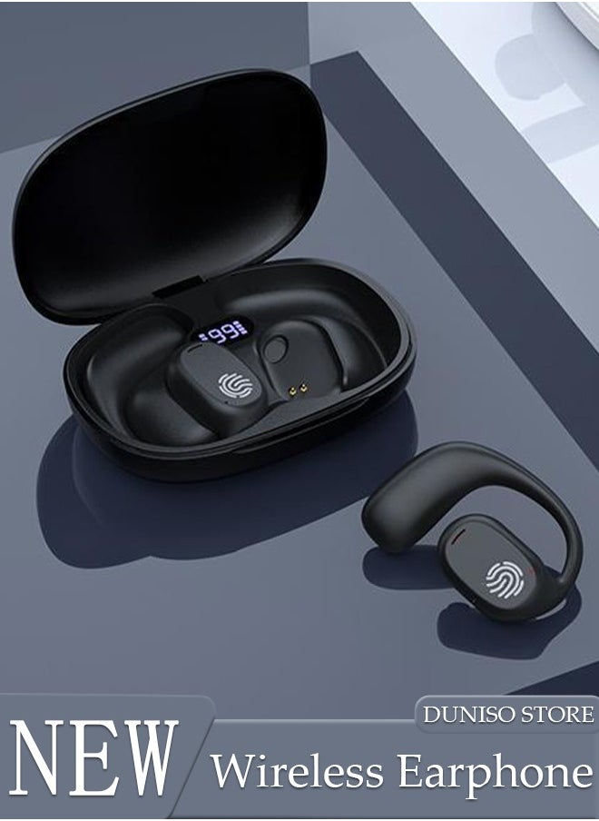 DUNISO Wireless Headphones Bluetooth Ear Clip Noise-cancelling Earphones with Wireless Charging Case Digital Display and Touch Control Waterproof for Running Sport Gym  - Image 1