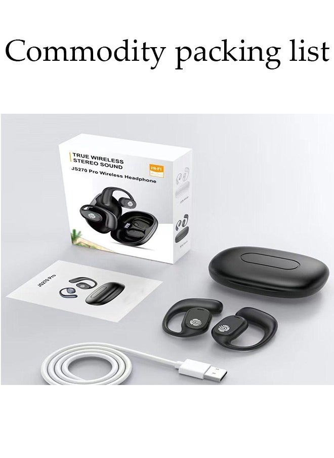 Wireless Headphones Bluetooth Ear Clip Noise-cancelling Earphones with Wireless Charging Case Digital Display and Touch Control Waterproof for Running Sport Gym