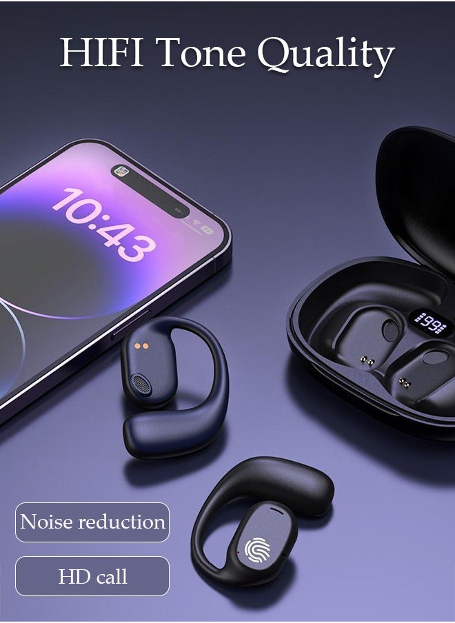 DUNISO Wireless Headphones Bluetooth Ear Clip Noise-cancelling Earphones with Wireless Charging Case Digital Display and Touch Control Waterproof for Running Sport Gym  - Image 4