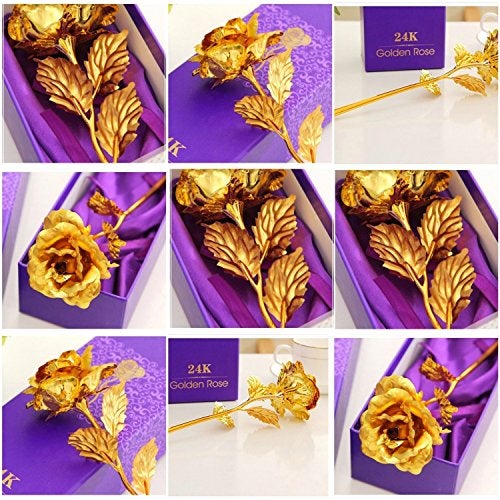 Gaurangi Valentine Day Greeting Card&Artificial Golden Rose-Valentine Day Gift For Boyfriend/Husband/Wife/Girlfriend (Purple)|Valentine's Day|Pack of 1 - Image 4