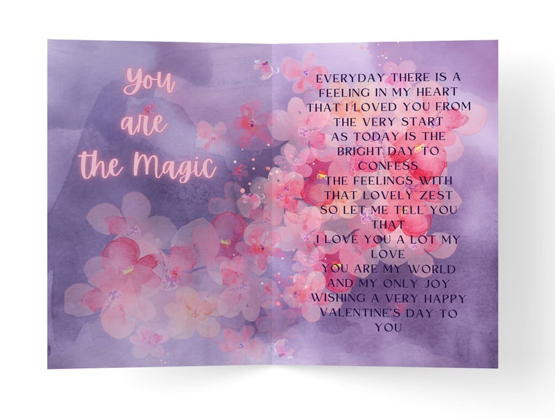 Gaurangi Valentine Day Greeting Card&Artificial Golden Rose-Valentine Day Gift For Boyfriend/Husband/Wife/Girlfriend (Purple)|Valentine's Day|Pack of 1 - Image 3