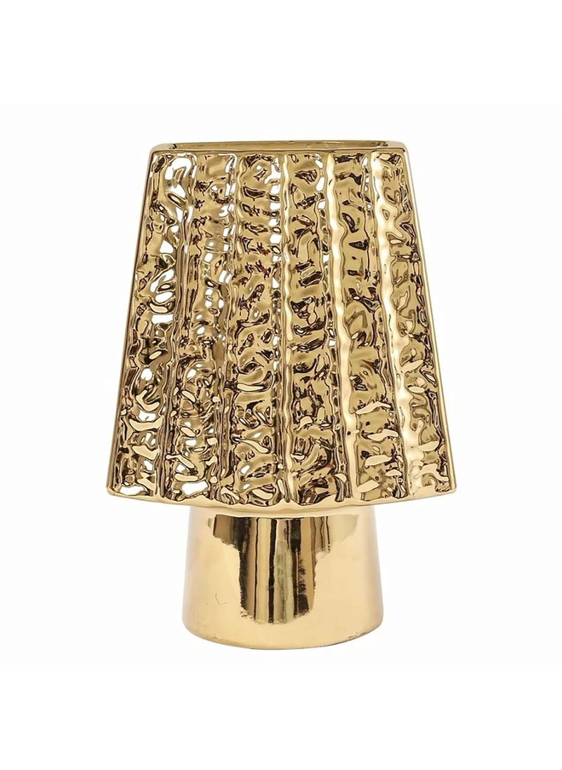 Art Street Art Street Decorative Ceramic Vase TIVA Gold Plated Desk Modern Table Bookshelf Decor Classic Flower Pot for Home, Office, Living Room, Bedroom Decoration (Size : 9x21 Cm)  - Image 1
