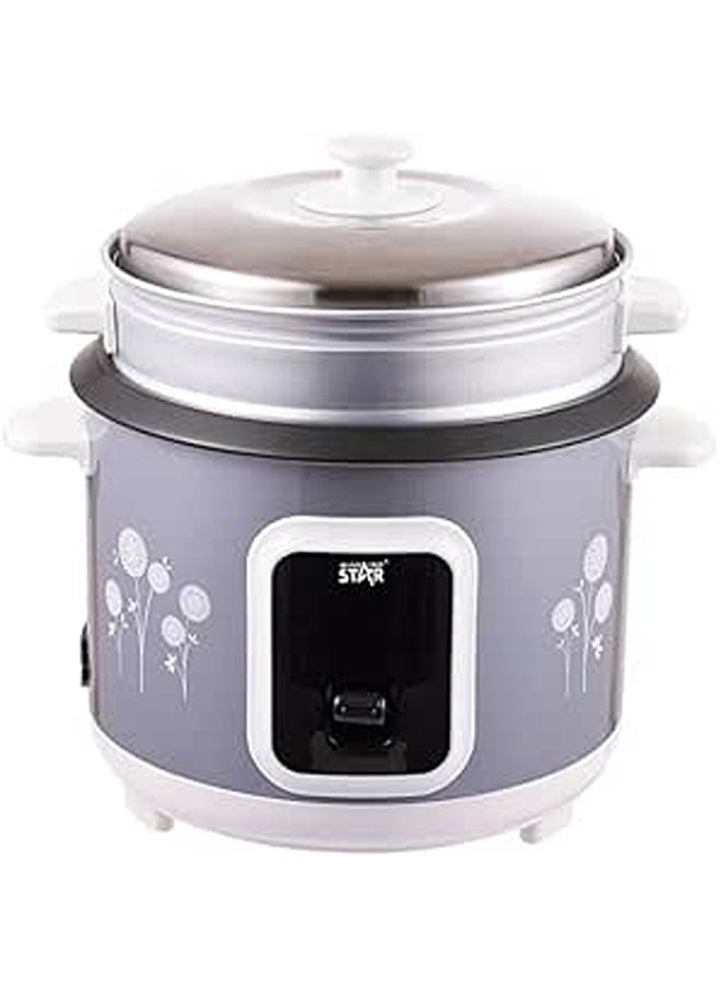 Generic Winning Star ST-9309 2.8L Straight Rice Cooker | 1000W, Non-Stick Coating | SS Steamer| Aluminum Inner Pot | Circulation Heating | 220-240V | BS Plug | Gray with printing 