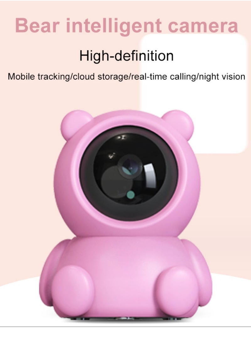 Ayeeb Baby Monitor  1080P HD Video Toddler Infant Portable Security Camera, Smart Control Wifi Remote Access Webcam 360 Degree Rotation Digital Two-way Audio,32G Memory Family Use Home Safe(Strawberry Pink Teddy Bear)  - Image 5