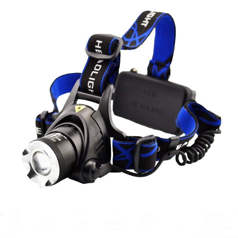 Sampton Best Super Bright Rechargeable Head Torch Hands Free Flashlight LED Lamp Water Resistant Head Lamp Spotlight for Camping Fishing Running Cycling Material Plastic 1PCS - Image 1