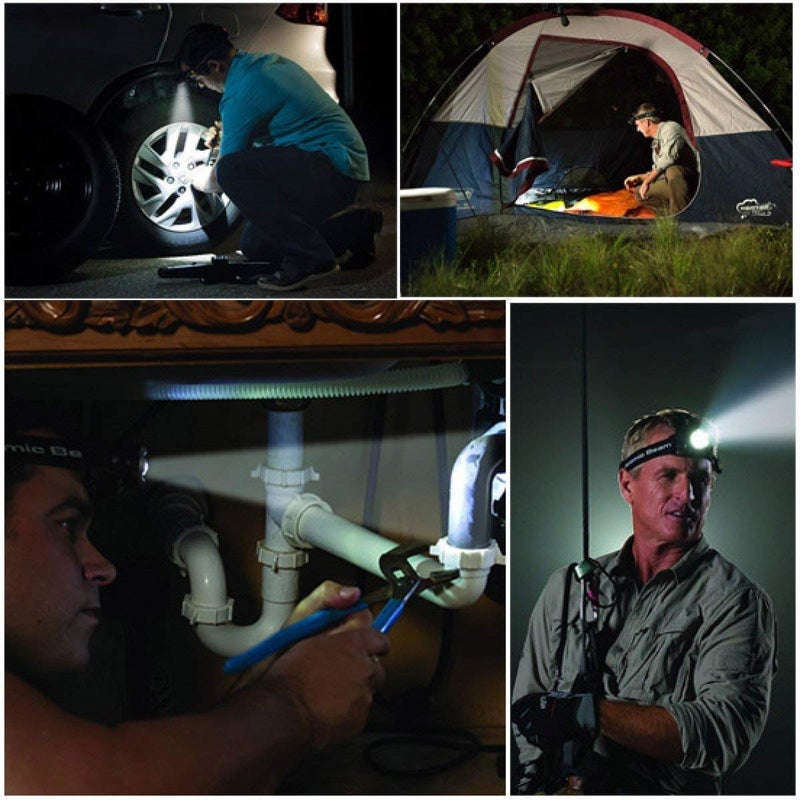 Sampton Best Super Bright Rechargeable Head Torch Hands Free Flashlight LED Lamp Water Resistant Head Lamp Spotlight for Camping Fishing Running Cycling Material Plastic 1PCS - Image 3