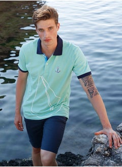 Anemoss Marine Mint Green Men's Polo Collar T-Shirt X-Large  - Image 4