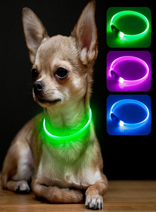 BSEEN Light Up Dog Collar - Rainproof Rechargeable LED Dog Collar - TPU Cuttable Glowing Pet Collar for Small Dogs& Cats - Puppy Safety Dog Lights for Night Walking (XS- Green 40cm) - Image 1