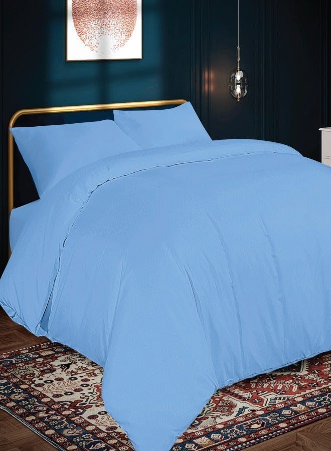 القيلولة زين طقم سرير (مقاس توأم) - ملاءة واحدة مثبتة، وملاءة واحدة مسطحة، وغطاء لحاف واحد - فائق النعومة والمتانة والراحة - أزرق سماوي - Image 3