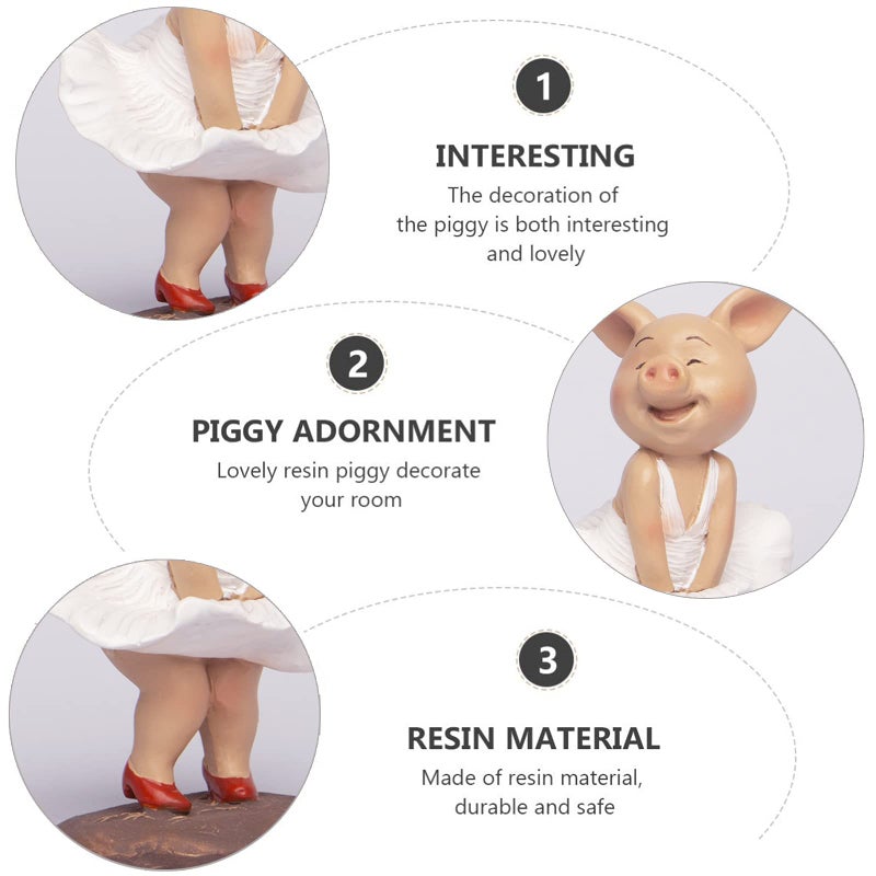 KEEPKAP Pig Statue Mini Pig Figurine, Resin Home Decor, Lucky Animal Garden Statue for Micro Landscape ï¼ˆSkirt Pigï¼‰ - Image 3
