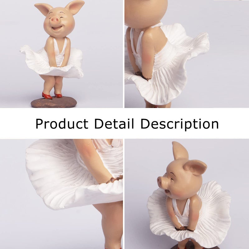 KEEPKAP Pig Statue Mini Pig Figurine, Resin Home Decor, Lucky Animal Garden Statue for Micro Landscape ï¼ˆSkirt Pigï¼‰ - Image 5