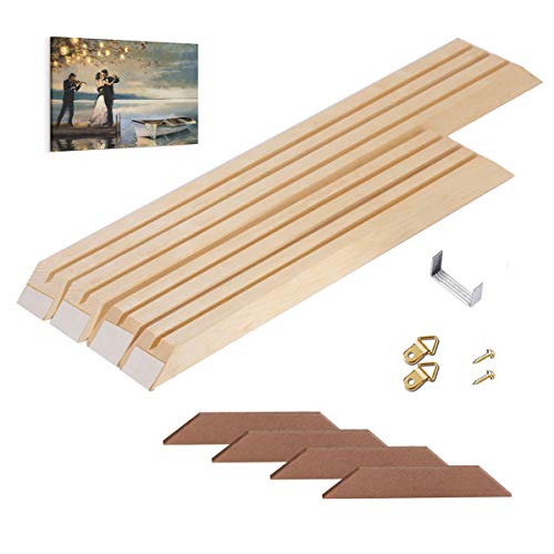 Prixas Print 11x14 DIY Canvas Stretcher Bars, 1.25" Professional Gallery Depth White Pine Wood Frame Kit, Self-Adhesive & Staple-Free Assembly for Art Prints, Oil Painting & Needlework - Image 1