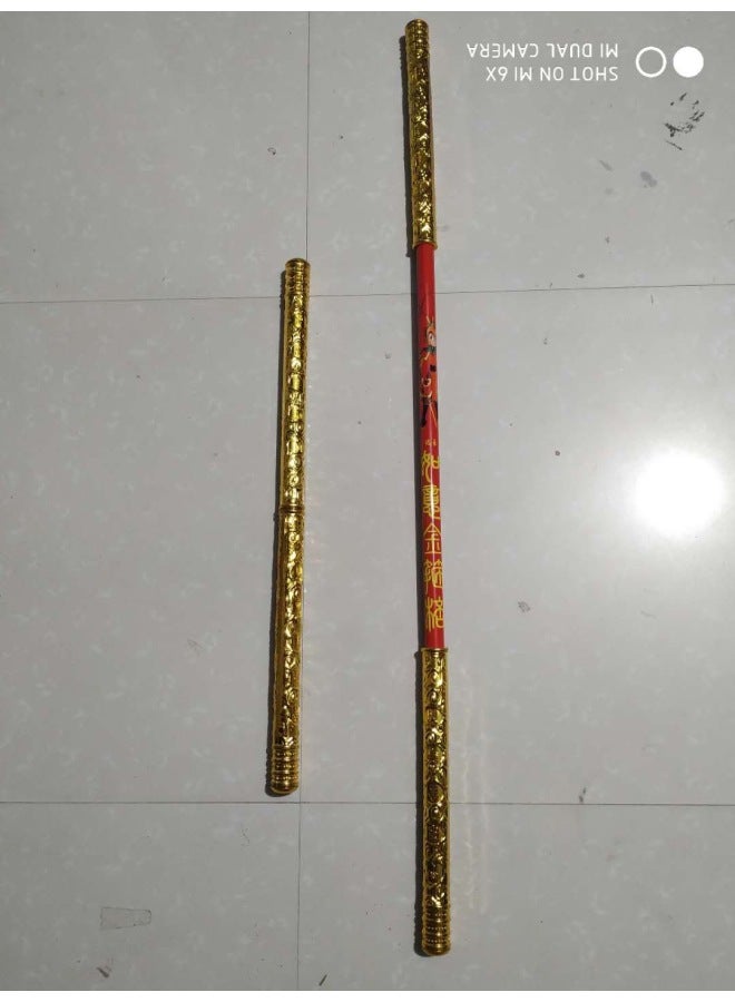 Retractable Gold Hoop Stick Automatic Retractable Stainless Steel Monkey King Gold Hoop Stick Luminous Children's Toy Stall Scenic Spot Hot Sale-Color:Telescopic Gold Hoop With Pattern  - Image 1