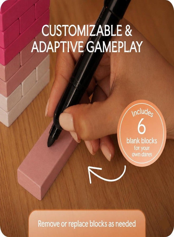 The Sensual Lab NEW DRAWINGS EDITION - 54 PINK BLOCKS - Spiciest Tower Stacking Wooden Block Game for Adults - Couple Dare Questions - Relationships - Funny Challenges - Date Night Couples Games - Valentine's Day - Image 4