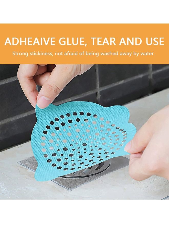 30 Pcs Disposable Bathroom Hair Filtration Anti Clogging Floor Stickers, Portable Thick Non Woven Fabric Universal Sewer Filtration Net Sticker, Kitchen Sink Bathtub Sundries Hair Catcher (Blue) - Image 4