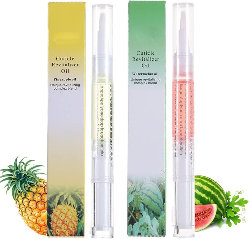 Cuticle Oil Pen 2Pcs Cuticle Revitalizer Oil Pen with Natural Ingredients Soft Brush Cuticle Oil for Nail Care Prevent Nail Cracking and Dry