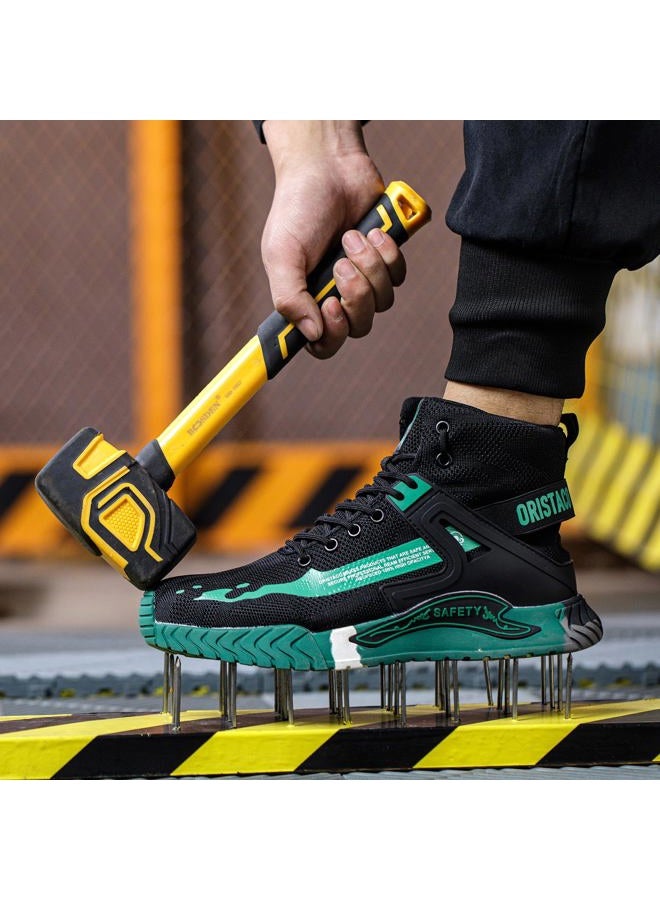 ORISTACO Work Safety Crew Boots Lightweight Breathable Industry Construction Steel Toe Sneakers, 0297 Green 43 - Image 3