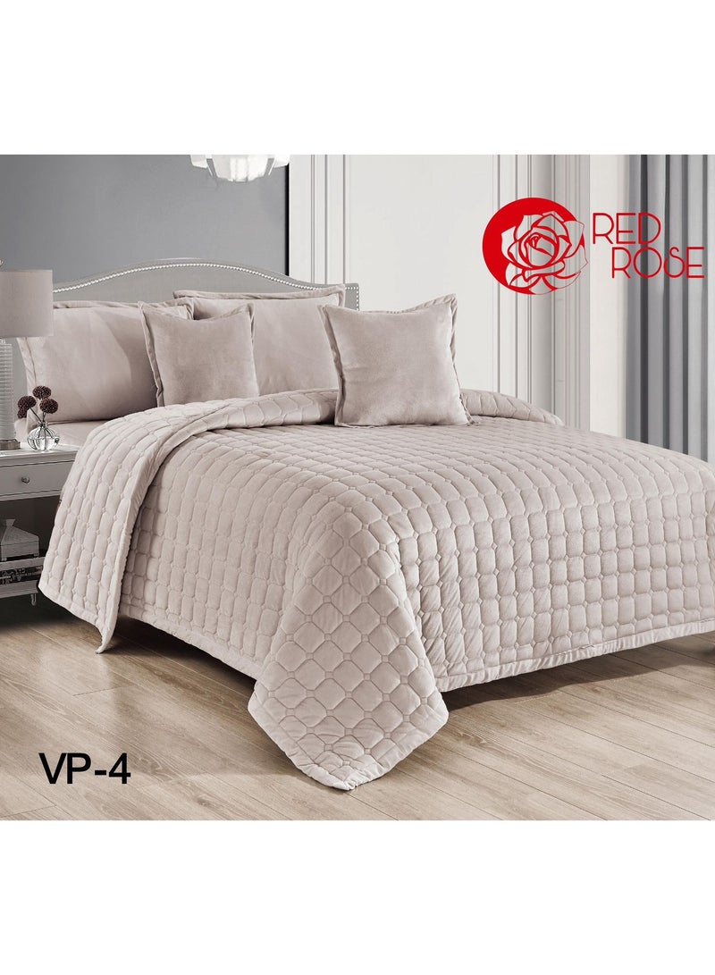 ريد روز مفرش نفرونص شتوي مضغوط مخمل سادة 4قطع مقاس160×220سم - Image 1