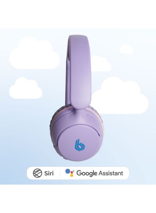 Blupebble Bounce 2in1 Wireless & Wired Microphone On-Ear Kids HeadPhones Lavander - Image 2