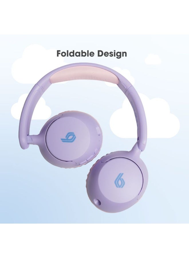 Blupebble Bounce 2in1 Wireless & Wired Microphone On-Ear Kids HeadPhones Lavander - Image 1