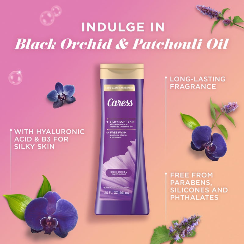 Caress Body Wash Black Orchid & Patchouli Oil To Relax and Recharge Relaxing, Fragrant Body Soap 20 fl oz, Pack of 4 - Image 4