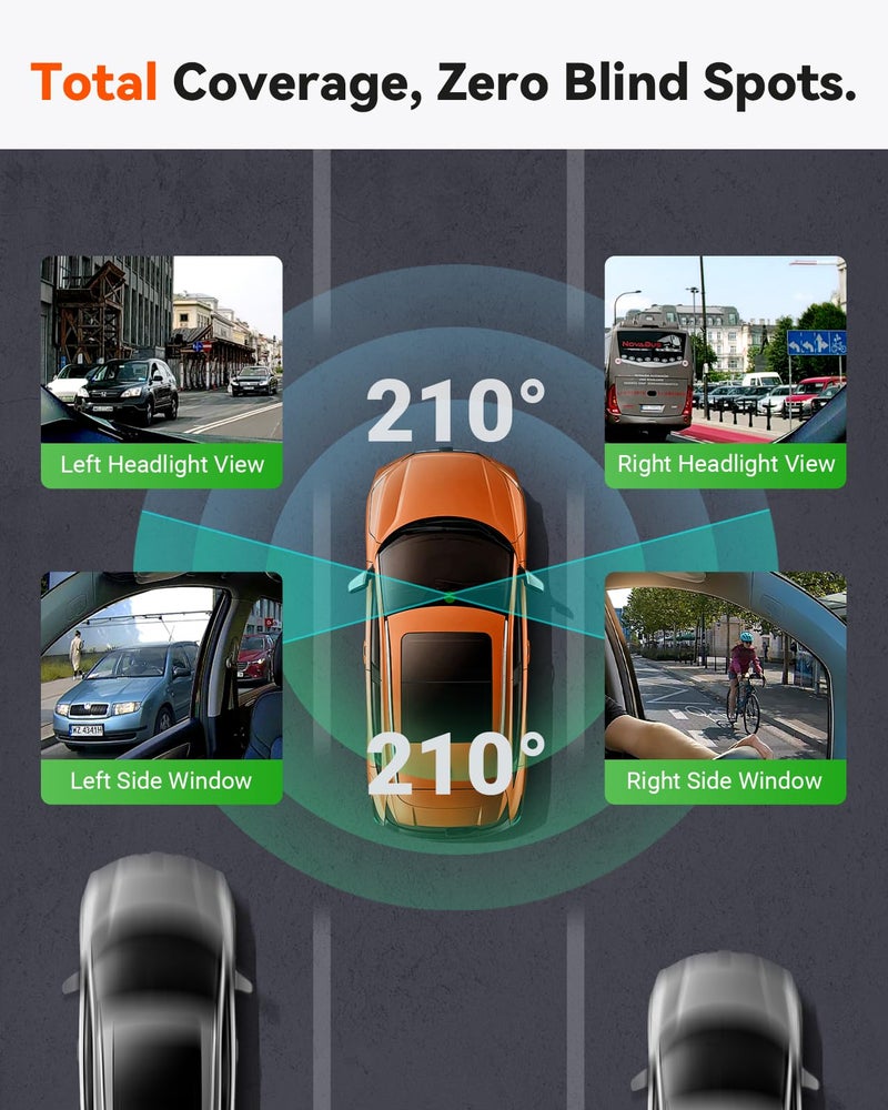 Vantrue E360 Panoramic 2 Channel Dash Cam, 420 Degrees, Dual STARVIS 2, Front Fisheye + Inside Fisheye, Dual IR Night Vision, Action Camera, Voice Control, Touchscreen, GPS, Parking Mode, Support 1TB - Image 3