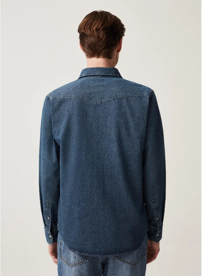 Ovs Grand & Hills denim shirt with pearl buttons