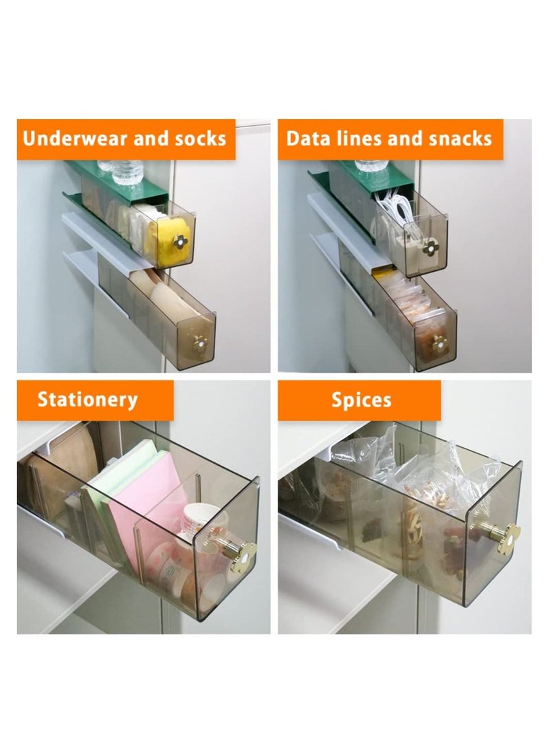 SYOSI 1 Pcs Push Pull Underwear Storage Drawer, Detachable Dividers Design, White Wall-Mounted Compartmental Debris Sorting Box, Data line Storage Box, Multi-Purpose Underwear Socks Organizer