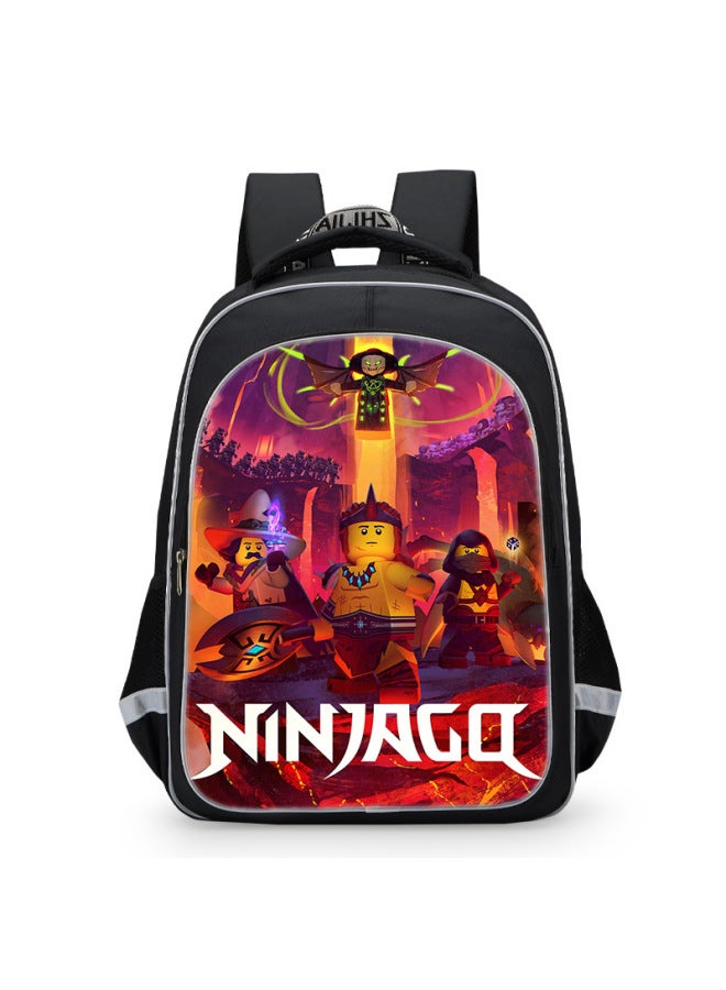 LEGO Ninjago Season 5 Primary School 1234 Grade Men's Schoolbag Cartoon Backpack Phantom Ninja-Color:Ninjago - 12-Size:16inch Reflective Backpack  - Image 3