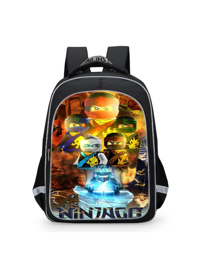 LEGO Ninjago Season 5 Primary School 1234 Grade Men's Schoolbag Cartoon Backpack Phantom Ninja-Color:Ninjago - 12-Size:16inch Reflective Backpack  - Image 4
