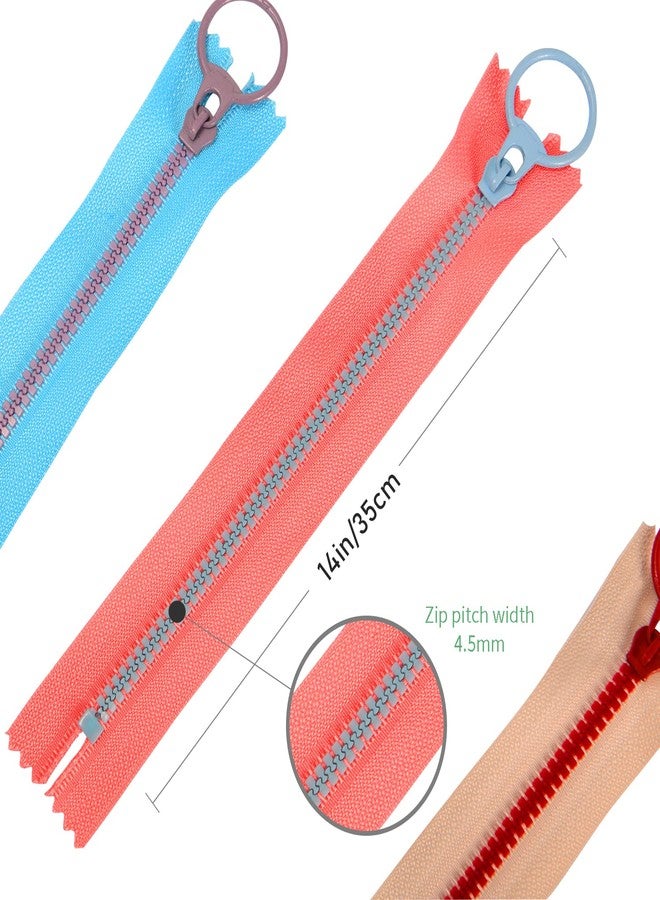Sundee 20Pcs Colorful Resin Zippers with Ring Pulls for DIY Tailor Sewing Craft Accessories Mixed 10 Color (14 INCH) - Image 2