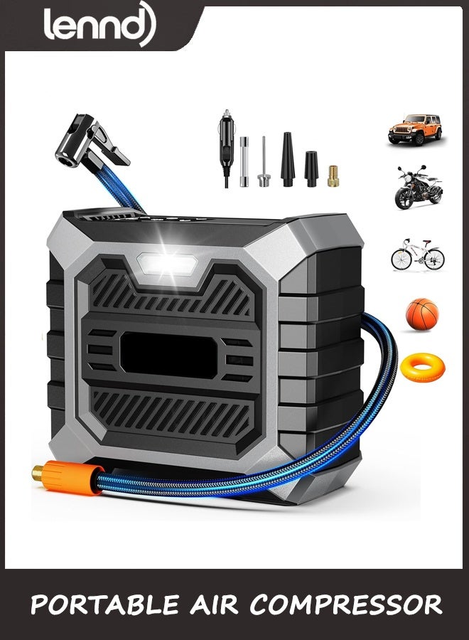 LENND Tire Inflator Portable Air Compressor DC 12V Portable Air Compressor with Digital Pressure Gauge Air Pump for Car Tires Car Accessories Motor Bike - Image 1