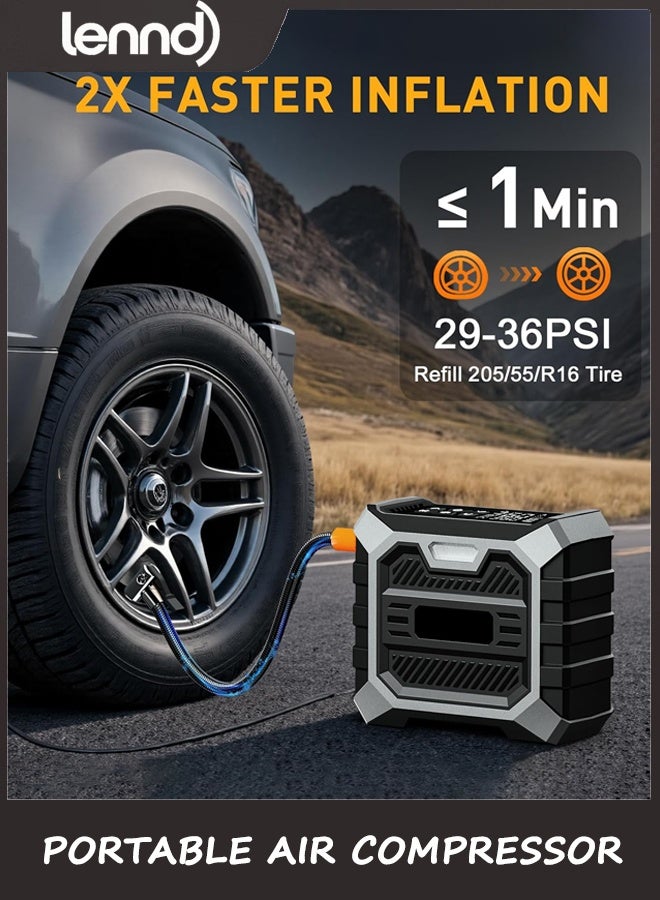 LENND Tire Inflator Portable Air Compressor DC 12V Portable Air Compressor with Digital Pressure Gauge Air Pump for Car Tires Car Accessories Motor Bike - Image 2