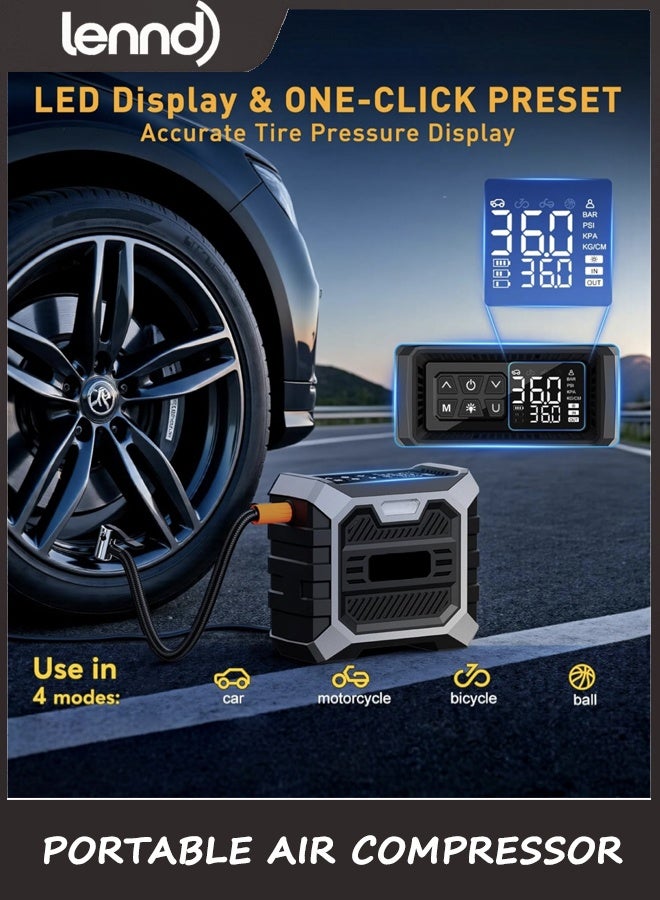 LENND Tire Inflator Portable Air Compressor DC 12V Portable Air Compressor with Digital Pressure Gauge Air Pump for Car Tires Car Accessories Motor Bike - Image 5