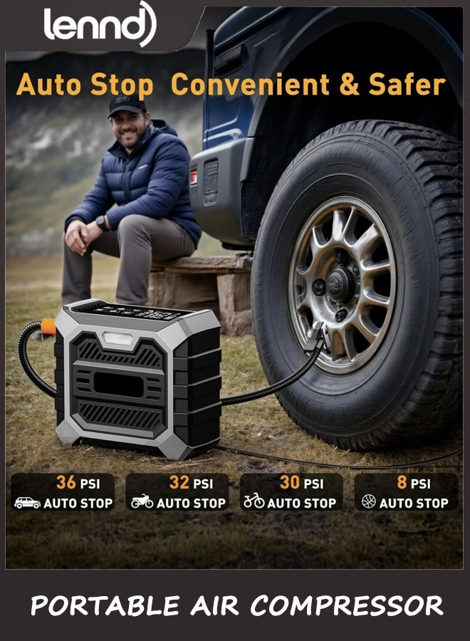 LENND Tire Inflator Portable Air Compressor DC 12V Portable Air Compressor with Digital Pressure Gauge Air Pump for Car Tires Car Accessories Motor Bike - Image 3