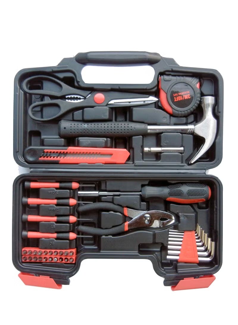 39-Piece Tool Set High Quality General Household Hand Kit with Plastic Toolbox - Image 1