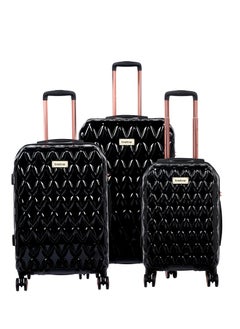 bebe Bebe Tiara Hardside Luggage on Wheels for Unisex | Ultra Lightweight ABS on with Spinner Wheels 4 Color Black/Rose Gold  - Image 1