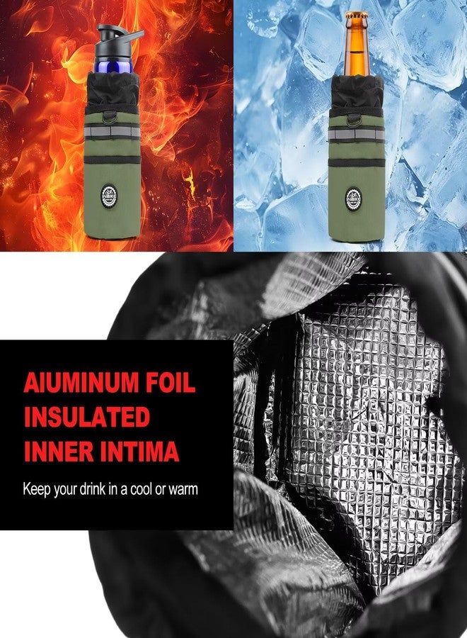 INBIKE Bike Cup Holder, 16oz - 34oz Installing Insulated Water Bottle Holder Handlebar for Bicycle with Extra Pocket Waterproof Reflective, with Removable Hook&Loop Fasteners and Shoulder Strap Green - Image 4