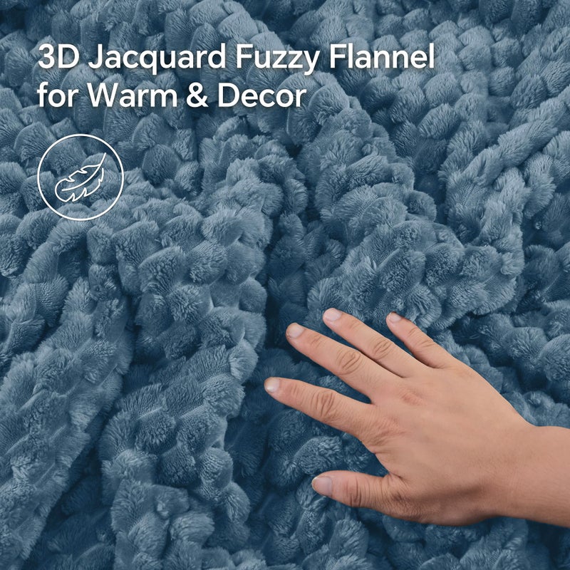 BEDELITE Fluffy King Size Comforter Set - Blue Fog Fleece Soft Comforter for King Size Bed, Luxury Warm Bedding Set for Winter, Fuzzy Bed Set 3 Pieces (1 Comforter, 2 Pillowcases) - Image 2