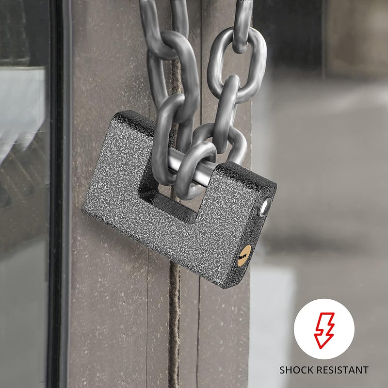 ABOUT SPACE Heavy Duty Padlock with 4 Keys 814g Hardened Steel Security Padlock with Anti Drill Pick Cylinder Security Shackle Chain Lock for GarageDoorContainersShutterLockerWarehouseGates - Image 5