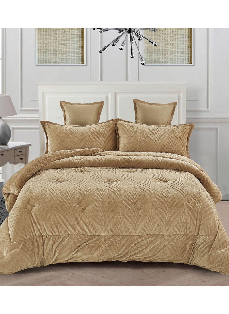 Comfy COMFY FAUX FUR BEIGE KING SIZE SOFT & LUXURIOUS COMFORTER SET 