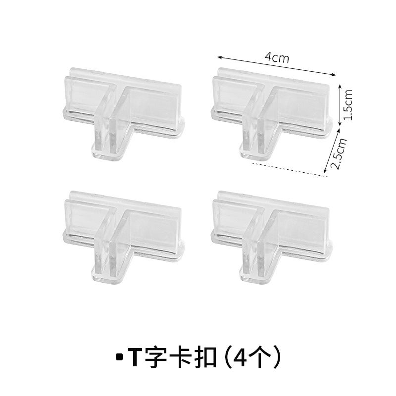 Transparent drawer partition board wholesale plastic cutting mesh underwear multi-functional socks free combination partition board T-shaped buckle (4 pieces) 