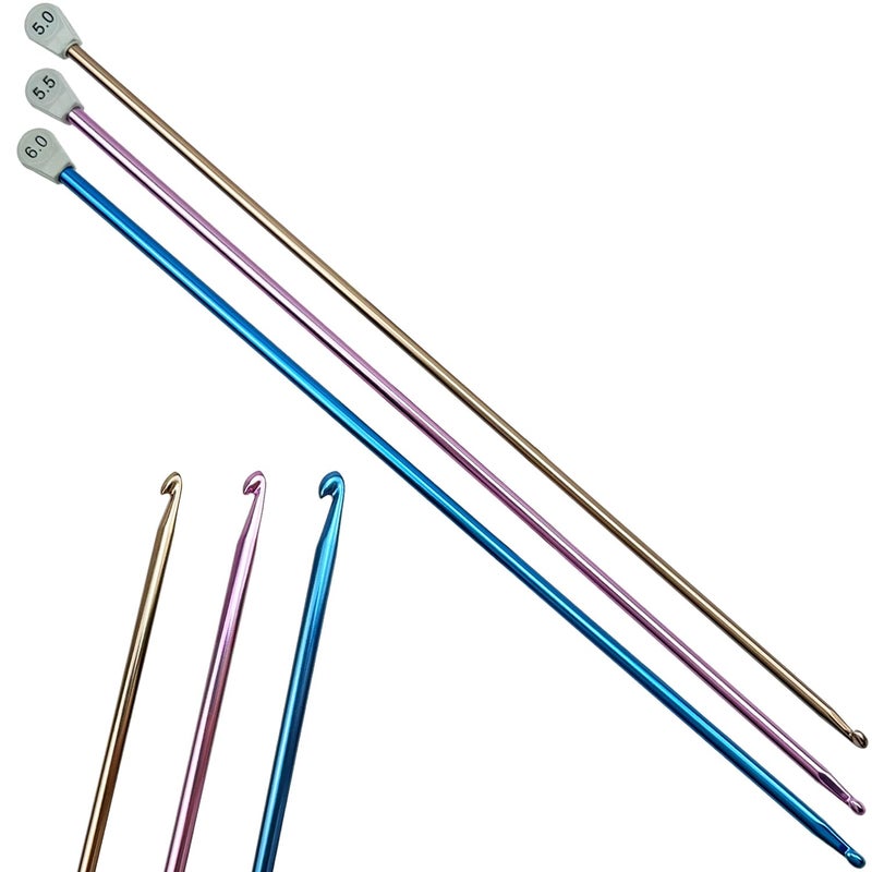 Hobekoee 3Pcs Tunisian Crochet Hook 5mm 55mm 6mmExtra Long Crochet Hook 138in Afghan Crochet Needles Aluminum Tunisian Crochet for BeginnerCrochetingKnitting Lovers - Image 3