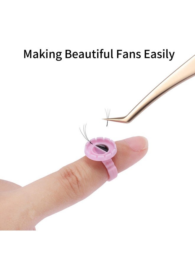 Miuffue 300 Pcs Glue Rings Smart Glue Holder for Eyelash Extensions, Easy Fanning Glue Cups for Volume Lashes, Pink - Image 4