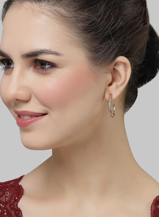 Karatcart Gold-Plated Half Hoop Earrings for Women - Image 3