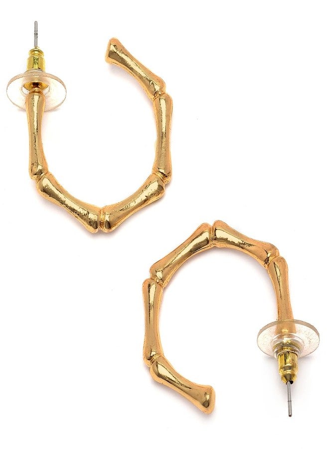 Karatcart Gold-Plated Half Hoop Earrings for Women - Image 1