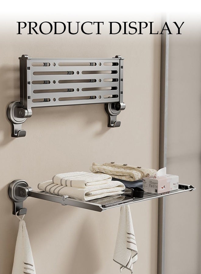 DUNISO Suction Cup Towel Shelf，Wall Mounted Foldable Towel Shelf，Multi Functional Bathroom Storage Rack，Strong Load Bearing Capacity，Wear Resistant and Corrosion Resistant，Suitable for Living Room, Kitchen, Bathroom, Balcony  - Image 4
