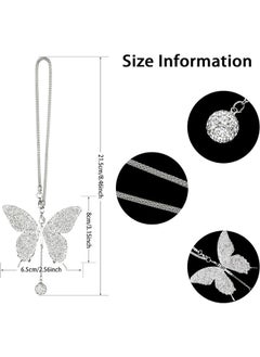Digipace Butterfly Shape Car Ornaments Car Interior Mirror Ornaments Car Diamond Rearview Mirror Accessories Car Hanging Ornament White  - Image 3