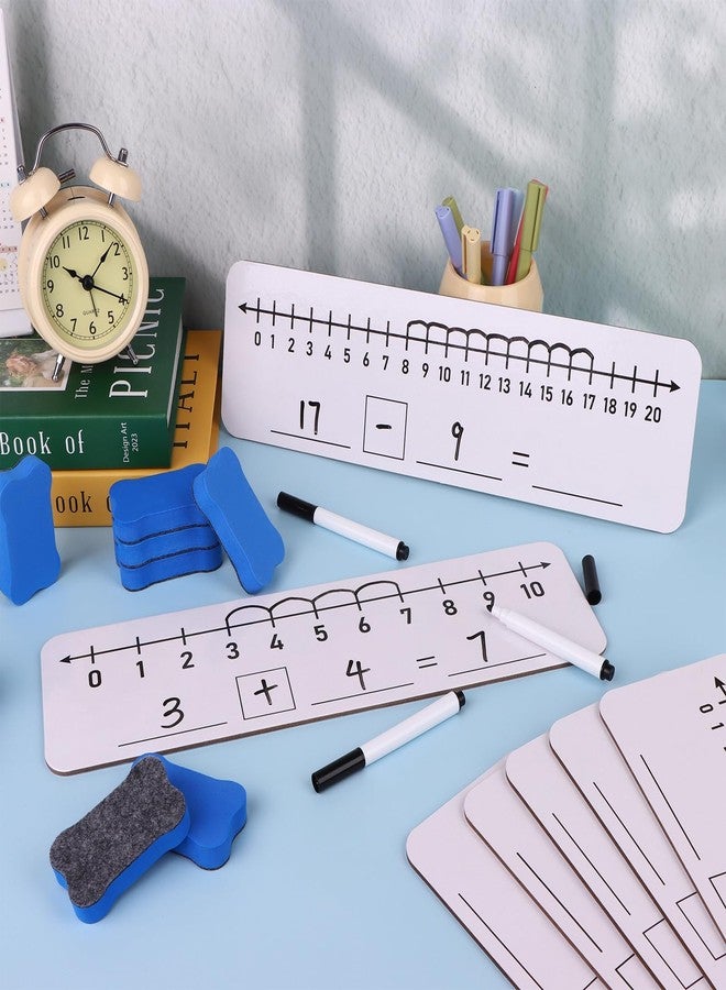 Yiphates 20 Pack Number Line Dry Erase Boards 4x12 Inch White Boards Lapboards with Lines Double Sided Numbers 0 Thru 10 and 20 Math with Black Markers Erasers for Students Teacher Supplies Classroom - Image 4